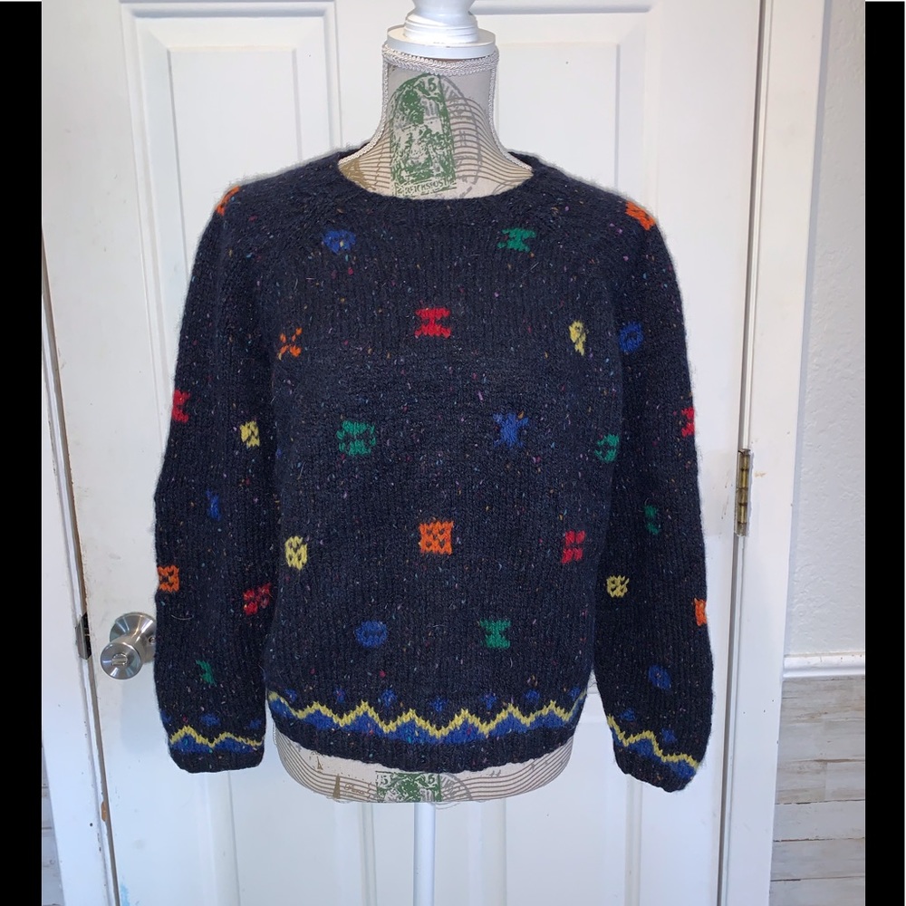 Vintage Multicolor Patterned Sweater